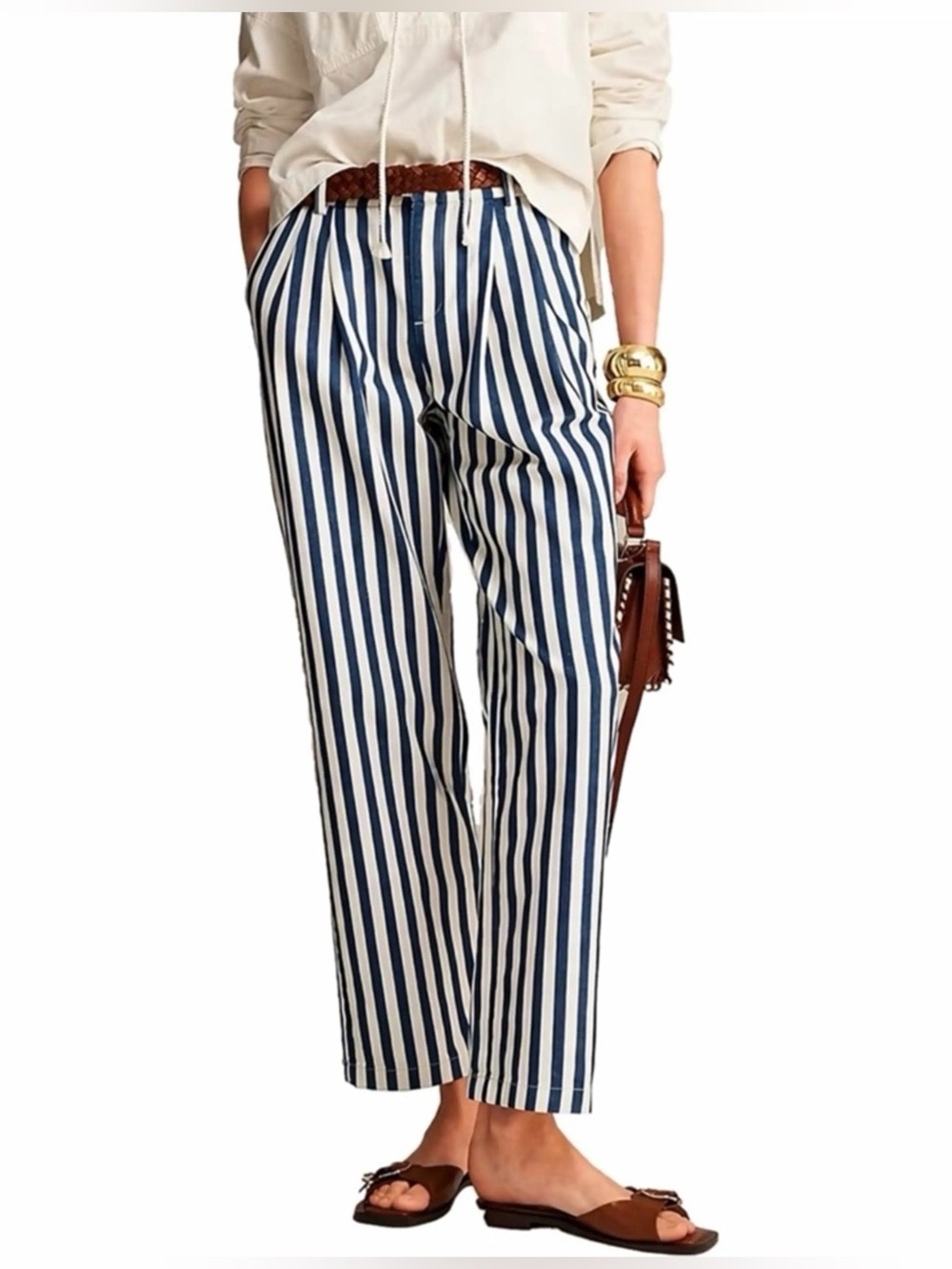 J. Crew Wide-leg Sailor Stripe Essential Pants Size 4